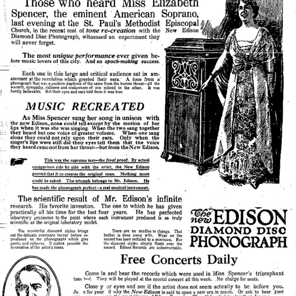 Edison Diamond Disc ad circa 1915
