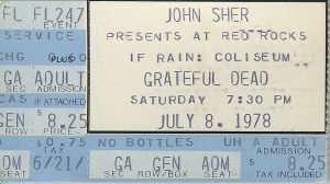 Red Rocks 7/8/78 concert ticket