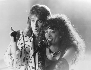Eddie Money performing "Take Me Home Tonight" with legendary singer Ronnie Spector, 1986